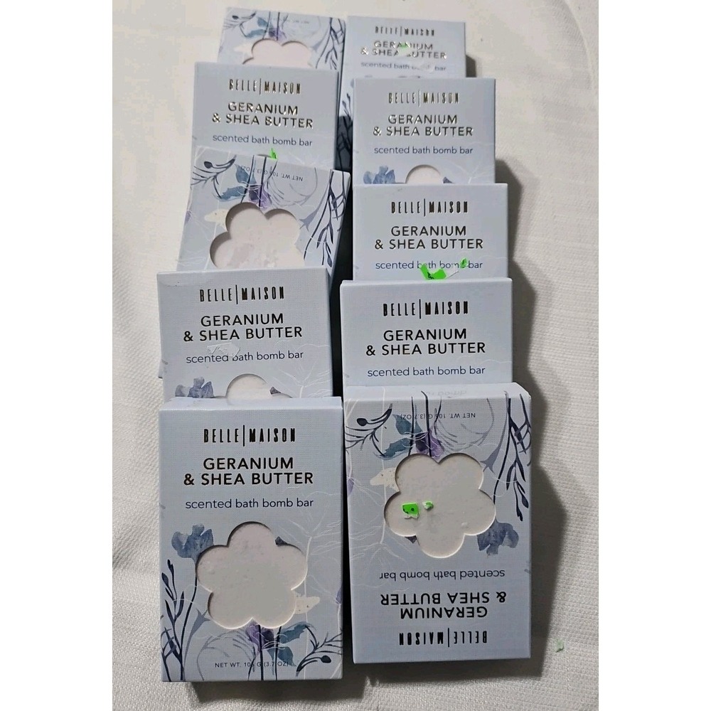 Belle Maison Geranium & Shea Butter Scented‎ Bath Bomb Bar Lot Of 10